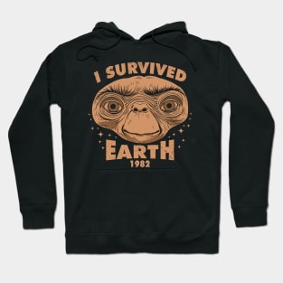 I Survived Earth Funny 80's Alien Movie Meme Hoodie